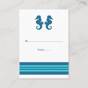Blue Turquoise Nautical Seahorse Place Cards