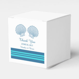 Blue Turquoise Nautical Seashells Favor Boxes