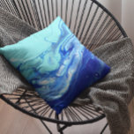 Blue Turquoise Navy Water Abstract Ocean Throw Pillow<br><div class="desc">This design was created from my one-of-a-kind fluid acrylic painting. It may be personalized by clicking the customize button and adding a name, initials or your favorite words. Contact me at colorflowcreations@gmail.com if you with to have this design on another product. Purchase my original abstract acrylic painting for sale at...</div>