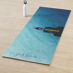 Blue Turquoise Ombre Buddha OM Chakra Custom Yoga Mat