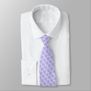 Blue Turquoise Pink Violet Purple Feather Pattern Neck Tie