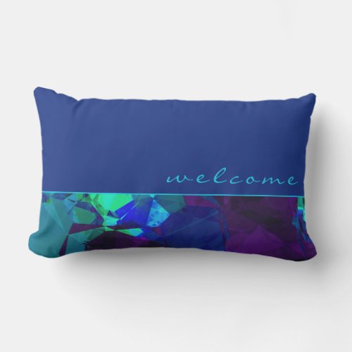 Blue Turquoise  Purple Abstract  Welcome Lumbar Pillow