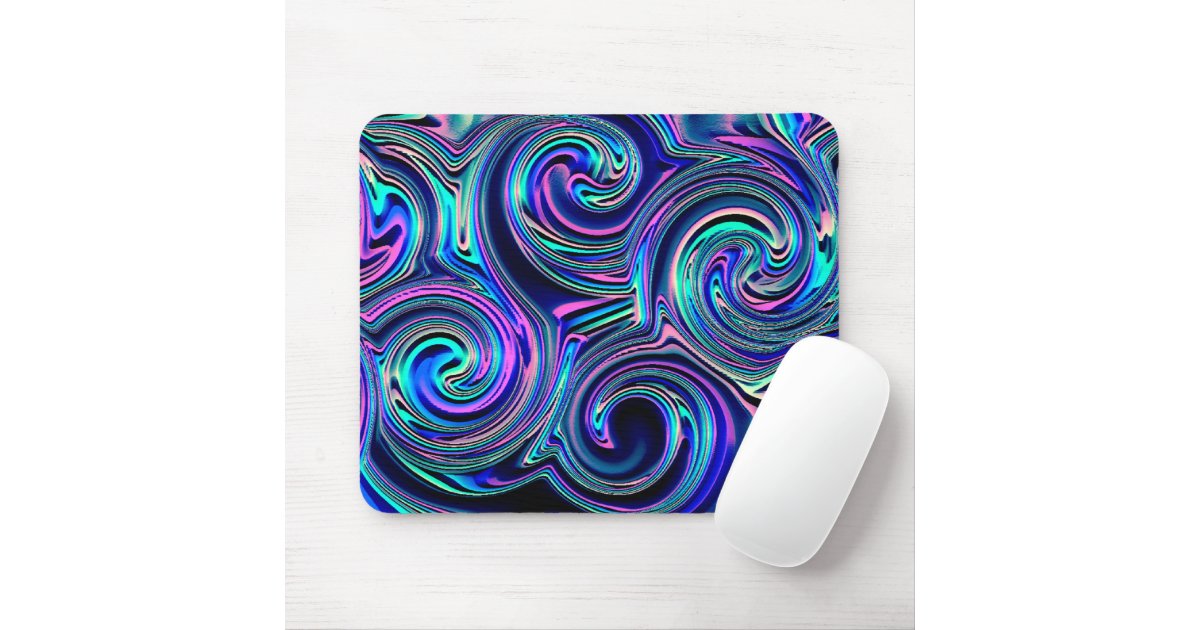 Blue Turquoise Purple Pink Spiral Art Pattern Mouse Pad ...