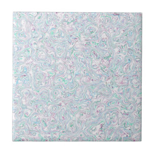 Blue Turquoise Purple White Marble Effect Pattern Tile