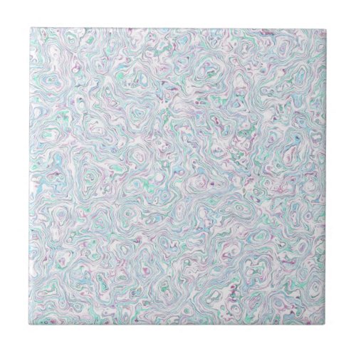 Blue Turquoise Purple White Marble Effect Pattern Tile