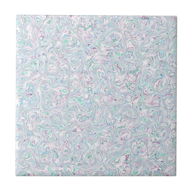 Blue Turquoise Purple White Marble Effect Pattern Tile (Front)