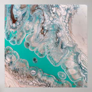Blue Turquoise Rock Look Marble Art Unique Poster