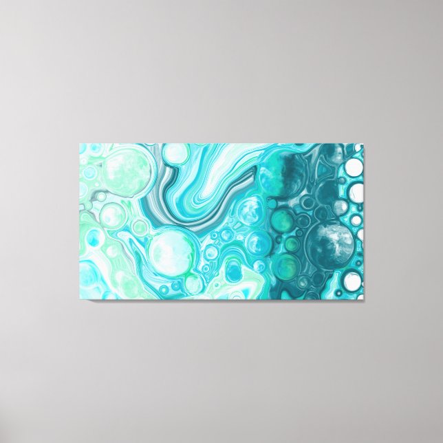 Blue, Turquoise Sea Waves and Bubbles  Canvas Print (Front)