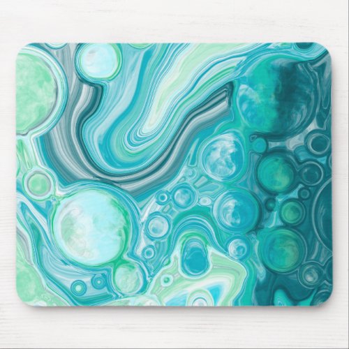 Blue Turquoise Sea Waves and Bubbles    Mouse Pad