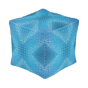 Blue Turquoise Shades Pattern Pouf