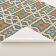 Blue Turquoise Teal Orange Tan Brown Tribal Art