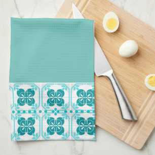 Blue Turquoise Tile Design Kitchen Towel