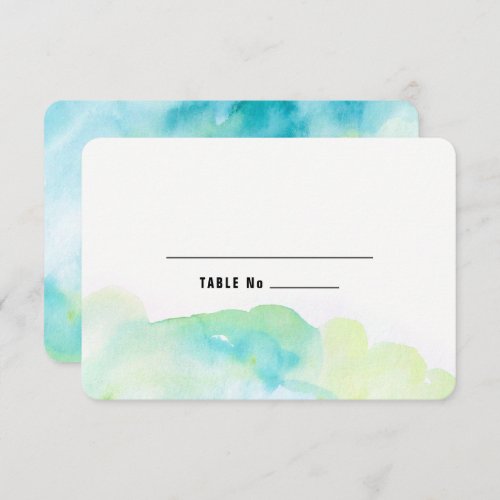 Blue Turquoise Watercolor Wedding Table Place Card