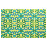 Blue Turquoise Yellow Green Hexagons Fabric