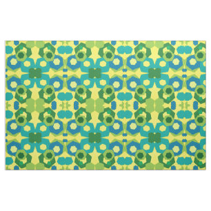 Blue Turquoise Yellow Green Hexagons Fabric