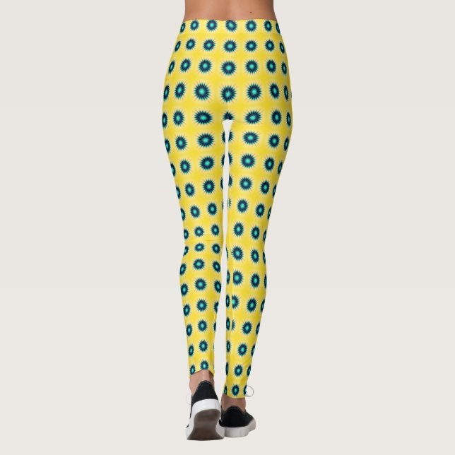 Blue Turquoise Yellow Leggings (Back)