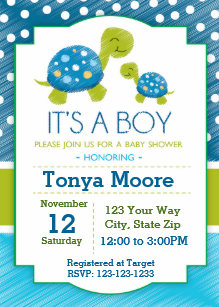 Turtle Baby Shower Invitations Zazzle Blue Turtle Baby Shower Invitation