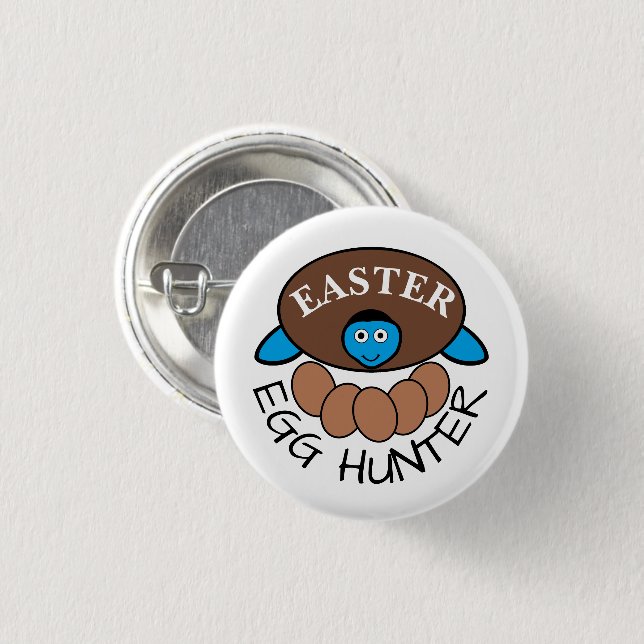 Blue Turtle Egg, Easter Egg Hunter Button (Front & Back)