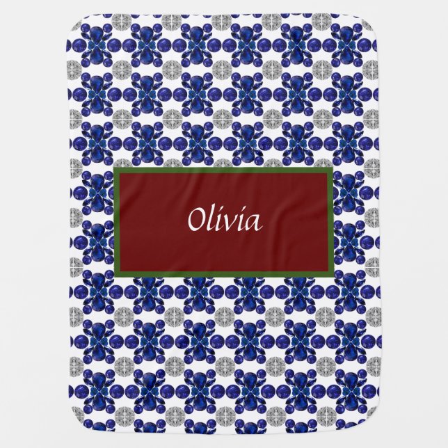 Blue Turtle Pattern Baby Blanket (Front)