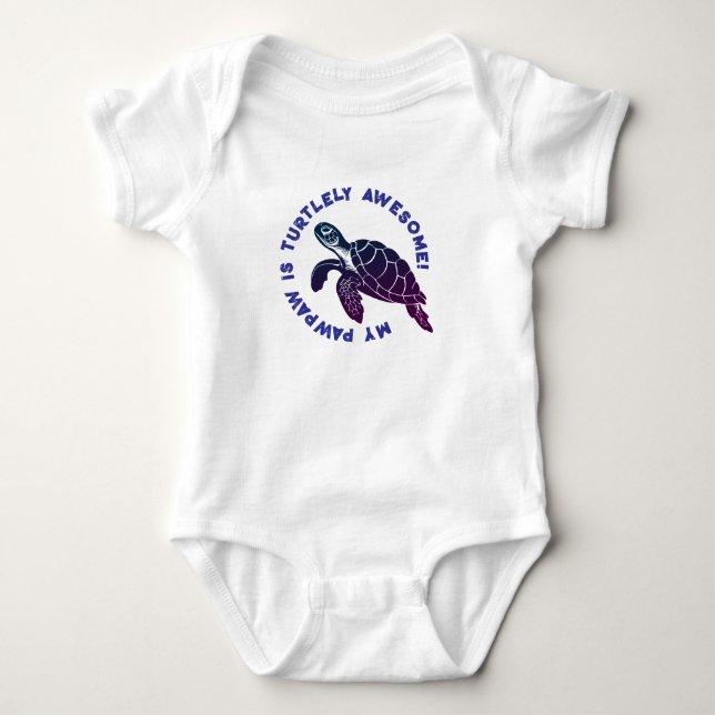 Blue Turtle PAWPAW Baby Bodysuit (Front)