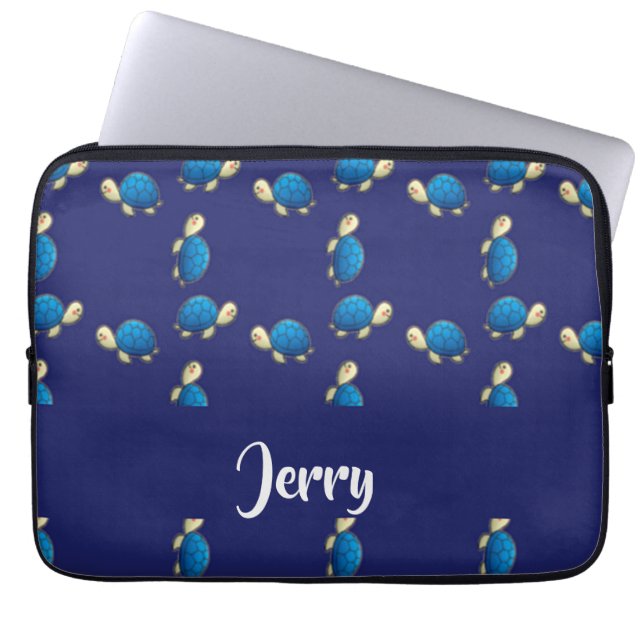 blue turtles laptop sleeve (Front)