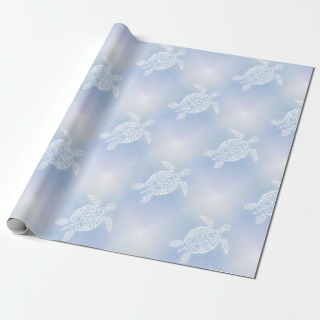 Blue Turtles Pattern Wrapping Paper (Unrolled)