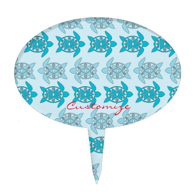 Blue Turtles Swimming Thunder_Cove Cake Topper (Front)