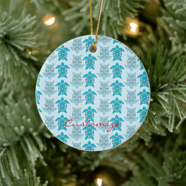 Blue Turtles Swimming Thunder_Cove Ceramic Ornament (Tree)