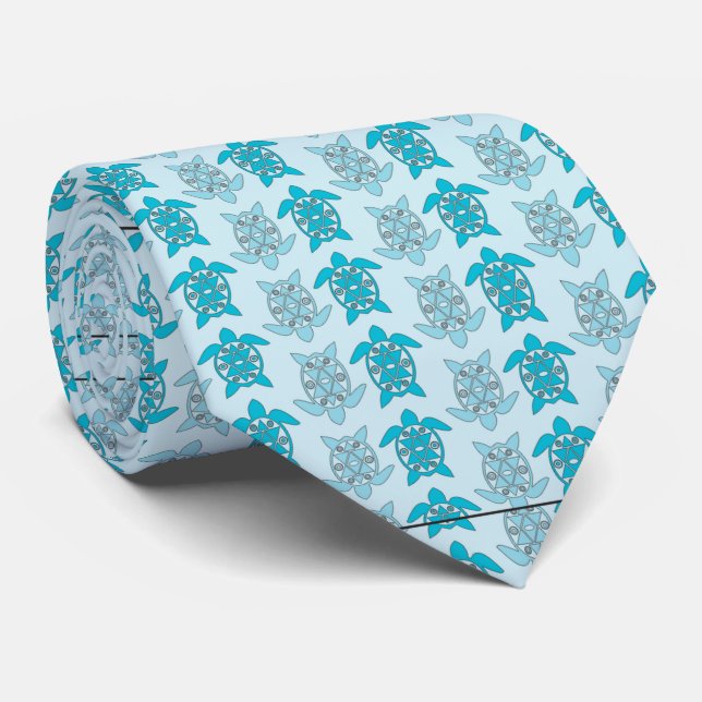 Blue Turtles Swimming Thunder_Cove Neck Tie (Rolled)