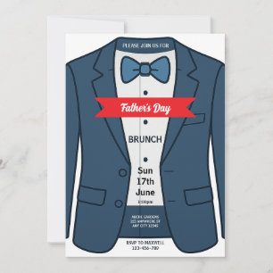 Blue Tuxedo Father's Day Brunch Invitation