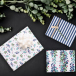 Blue Twigs & Pink Berries Christmas Patterns Wrapping Paper Sheets<br><div class="desc">Pretty wrapping paper sheets for the holidays featuring two patterns of blue twigs full of pink berries,  and one matching blue and white striped pattern.</div>