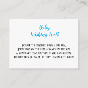 Blue Twin Baby Boys Wishing Well Baby Shower  Enclosure Card