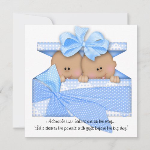 Blue TWIN Baby Shower Invitation African American