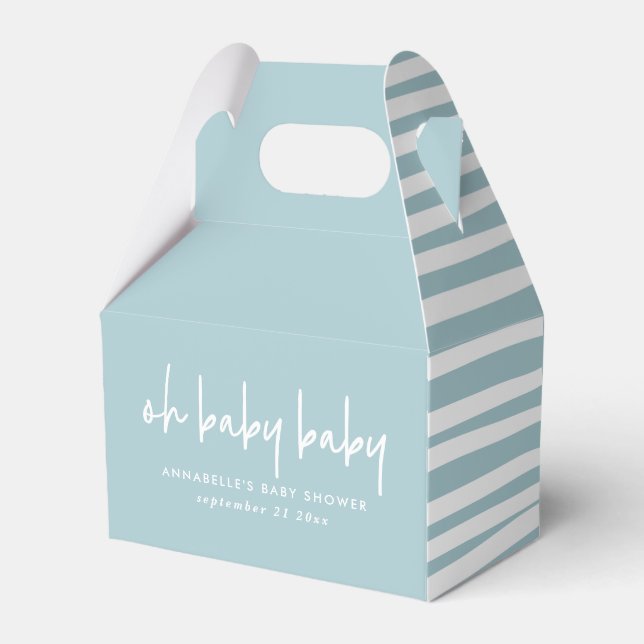 Blue twin baby shower party typography modern favor boxes (Back Side)