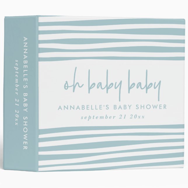 Blue twin baby shower typography modern 3 ring binder (Front/Spine)