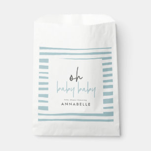 Blue twin baby shower typography modern favor favor bag