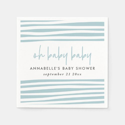 Blue twin baby shower typography modern party napkins