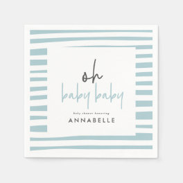 Blue twin baby shower typography modern party napkins