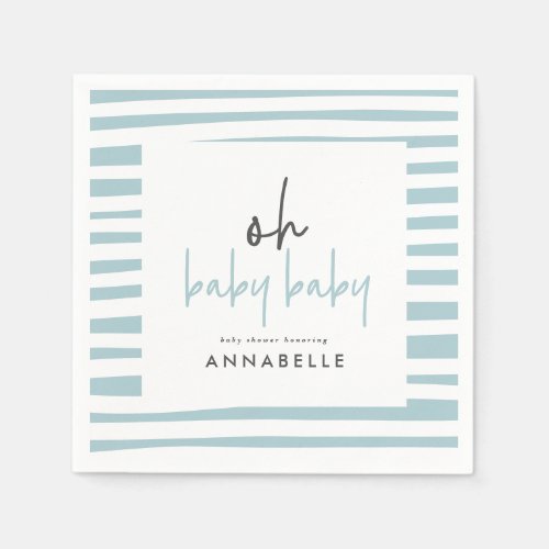 Blue twin baby shower typography modern party napkins