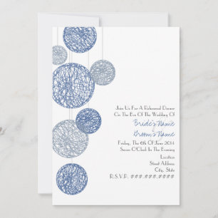 Blue Twine Globes Rehearsal Dinner Invitation