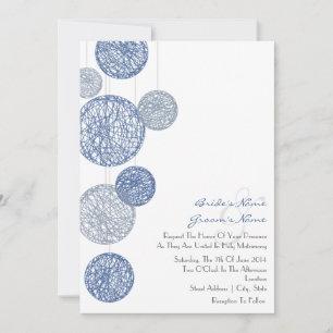 Blue Twine Globes Wedding Invitation