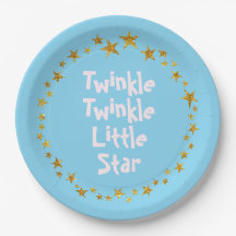 Blue Twinkle Little Star Baby Boy Party Plates