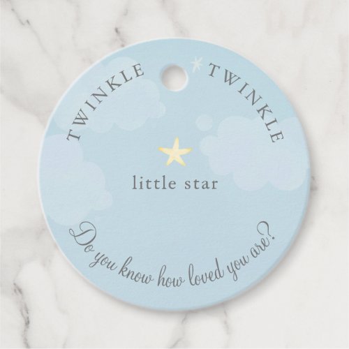 Blue Twinkle Little Star Baby Shower Birthday Favor Tags