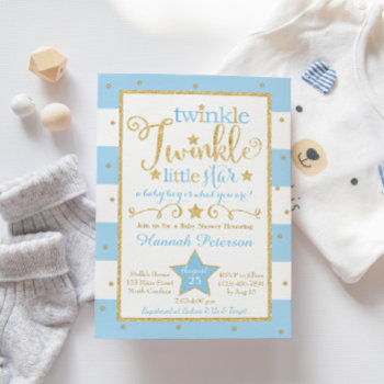 Blue Twinkle Little Star Baby Shower Invitation by YourMainEvent at Zazzle