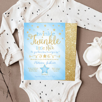 Blue Twinkle Little Star Baby Shower Invitation by YourMainEvent at Zazzle