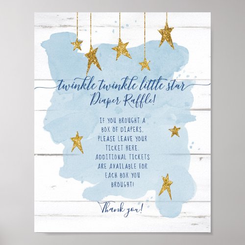 Blue Twinkle Little Star Boy Diaper Raffle Sign