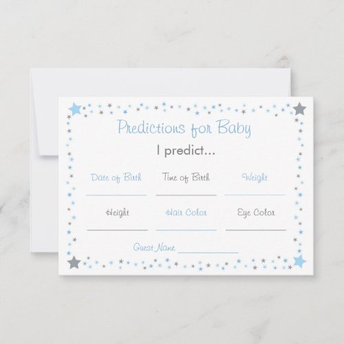 Blue Twinkle Star Predictions For Baby Advice Card