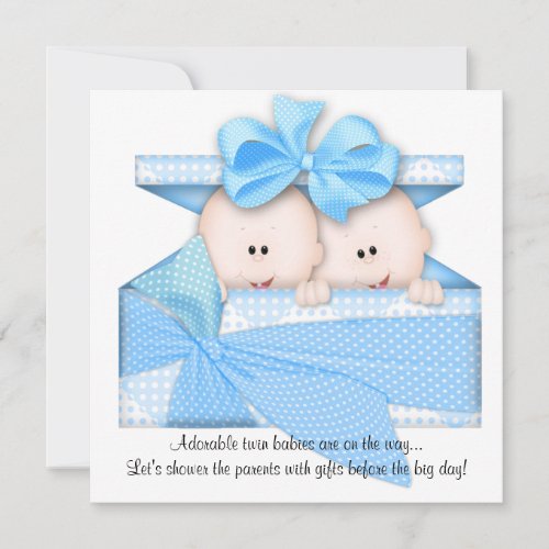 Blue TWINS Baby Shower Invitation or Announcement