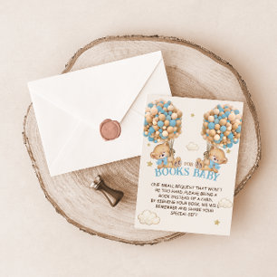 Blue Twins Bear Balloons Bearly Wait Book Request Enclosure Card