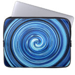 Blue Twirling swirling spiral abstract pattern Laptop Sleeve